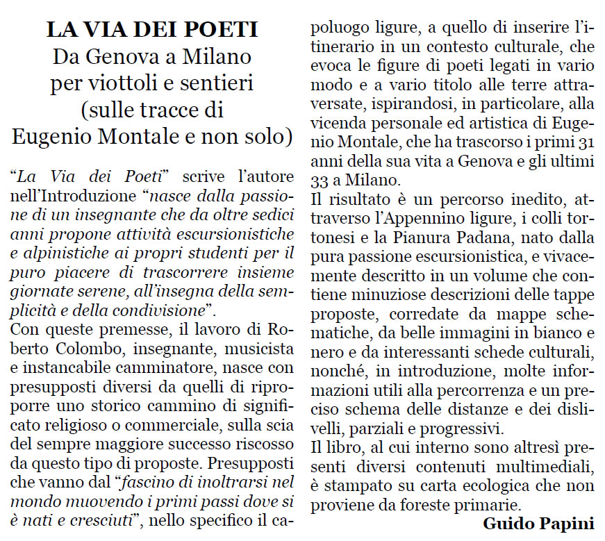 Recensione - La Via Dei Poeti - Rivista della Giovane Montagna